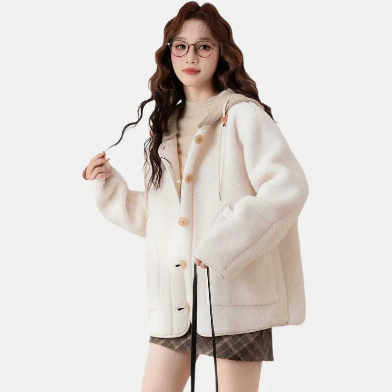 Tonlion Velvet feel Coat Women's Ecru-2