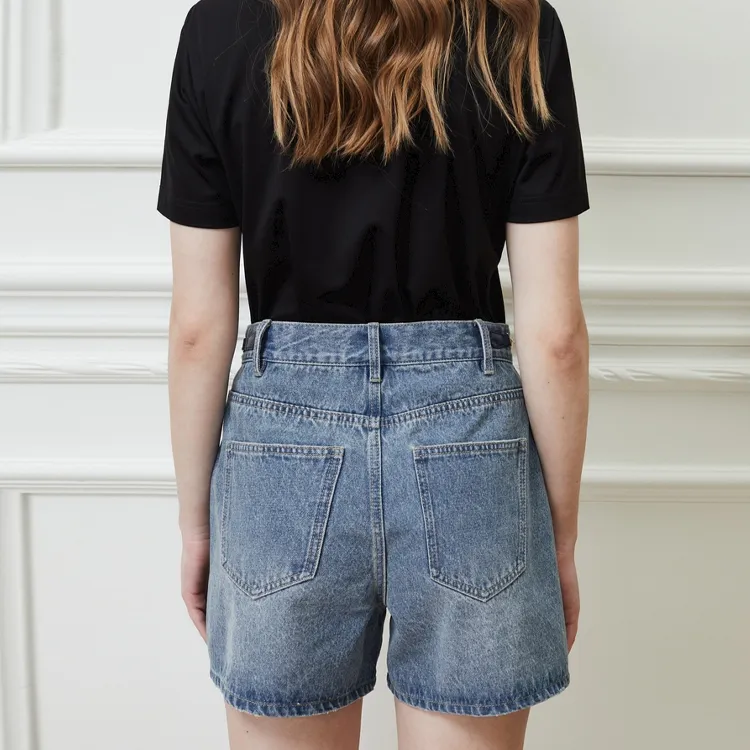 DKNY Denim Shorts Women's Medium Denim Blue-2