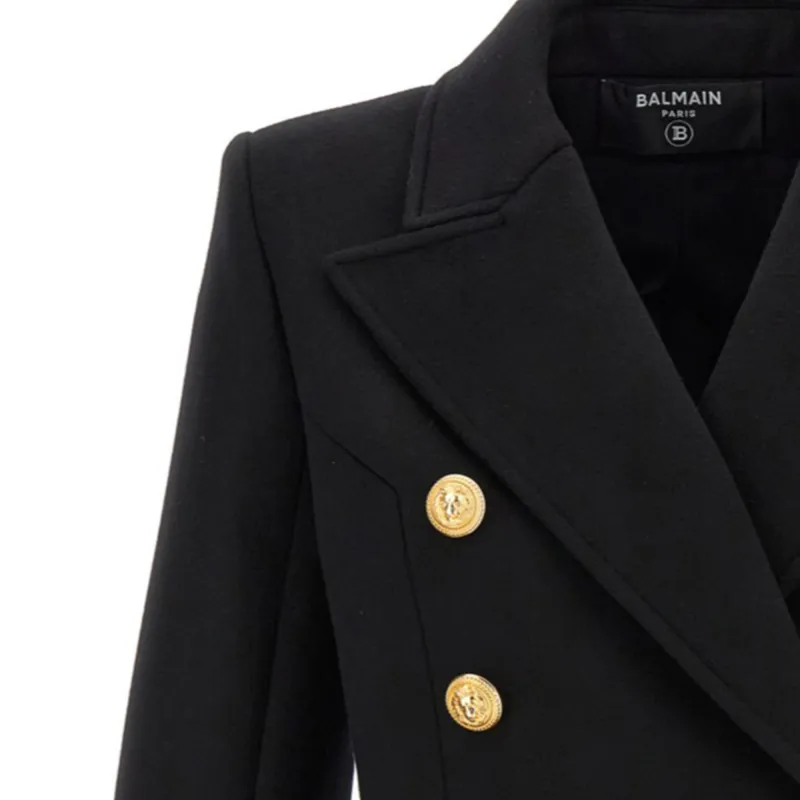 BALMAIN Double Breasted Logo Button Coat-7
