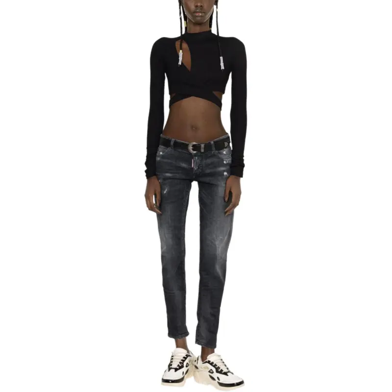 DSQUARED 2 Jennifer Straight-Leg Distressed Skinny Jeans-1