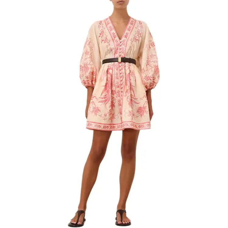 Zimmermann SS25 Long Sleeved Dress Unisex Pink-1