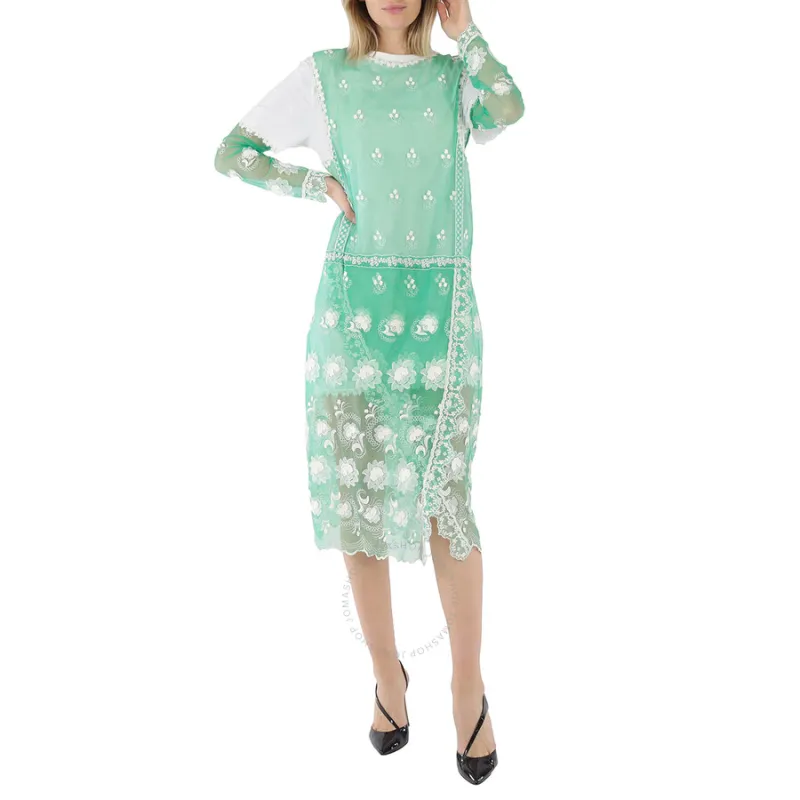 Burberry Long Sleeved Dresses Women's Green-2
