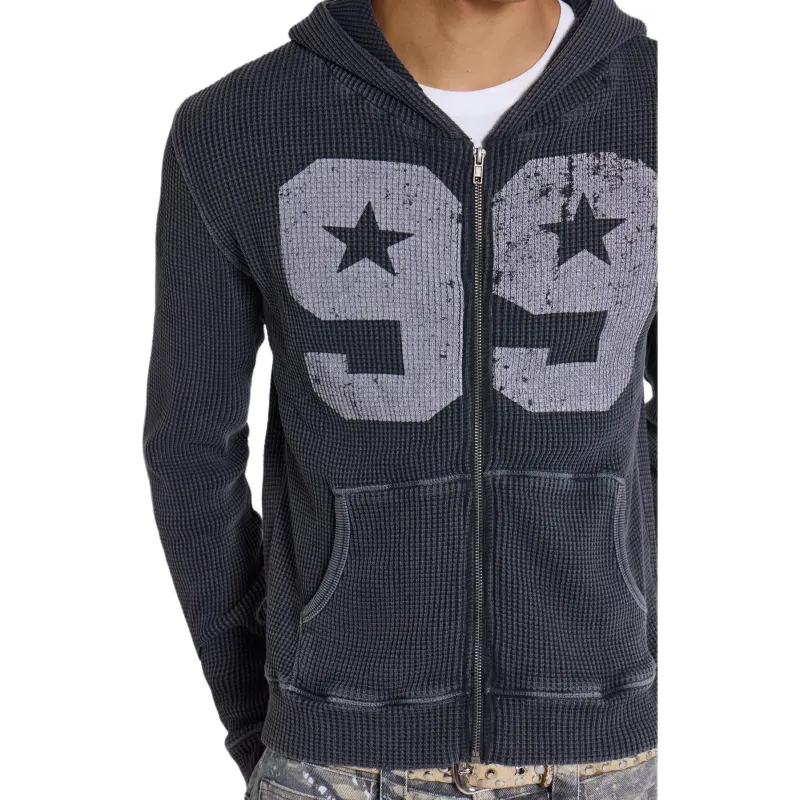Jaded London 99 Waffle Hoodie Sweatshirt Men's Gray-3