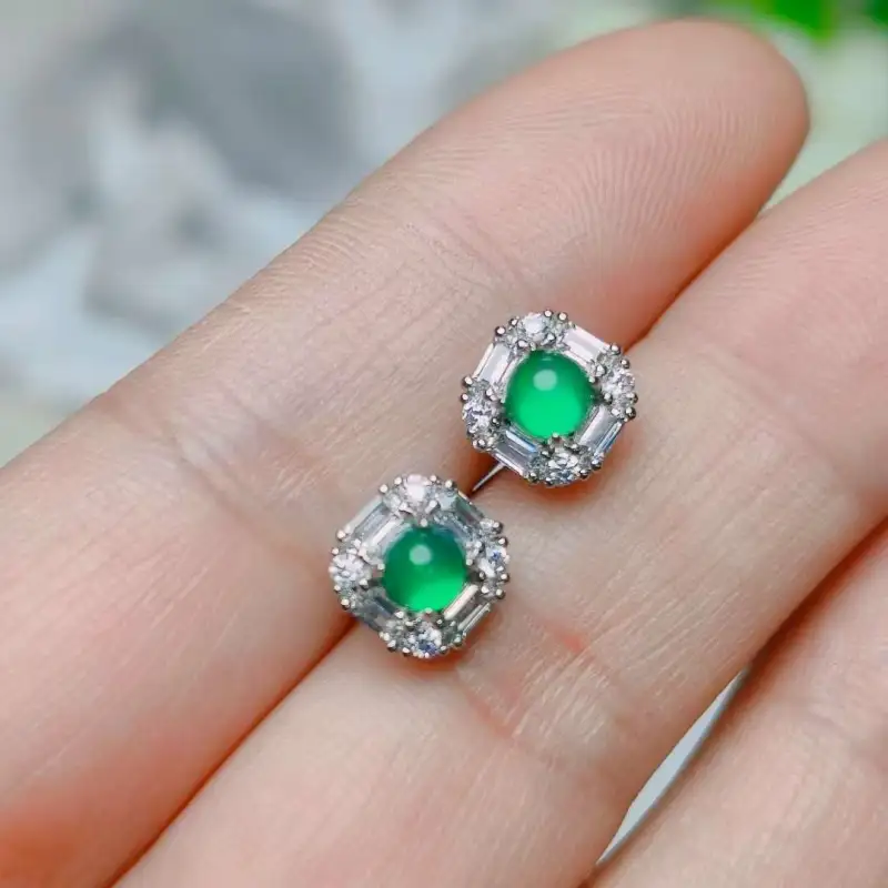 Gifts Chalcedony Stud Earrings Unisex-6
