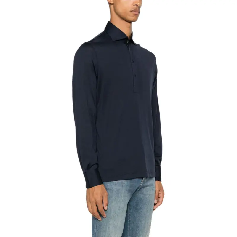 Brunello Cucinelli Long Sleeved Straight Hem Polo Shirt-5