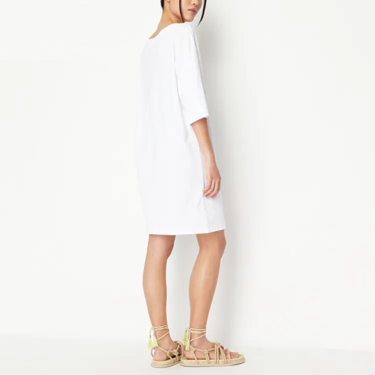 ARMANI EXCHANGE Short Sleeved Dresses Women's White-3