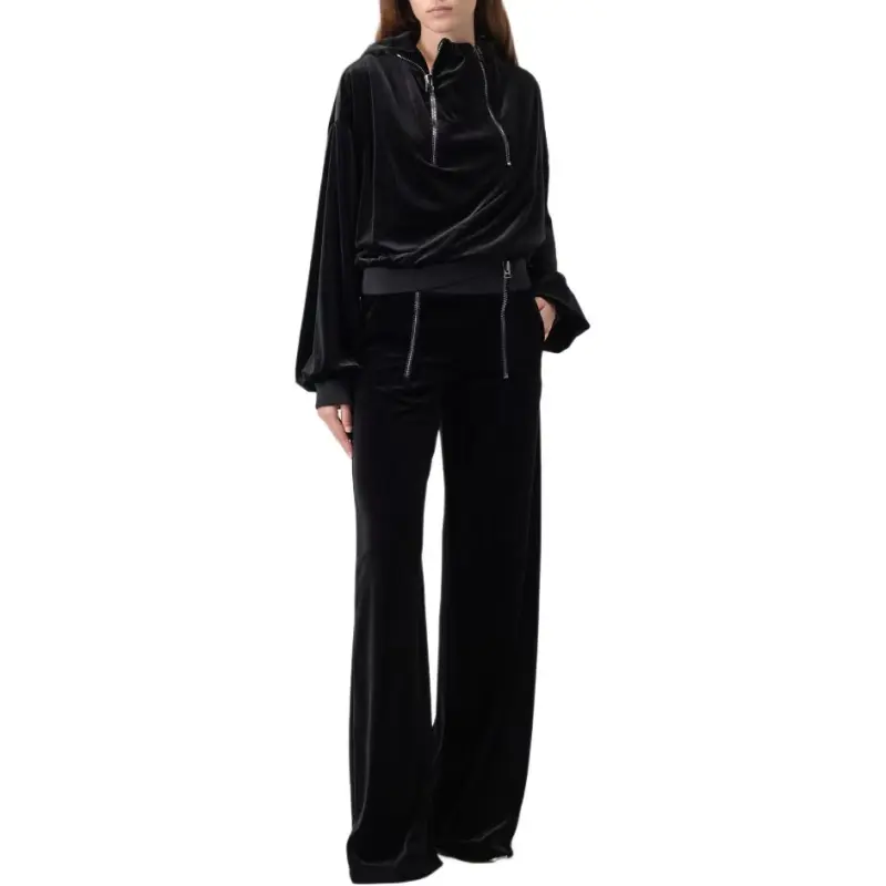TOM FORD Zip Detailed Velvet Hoodie-4