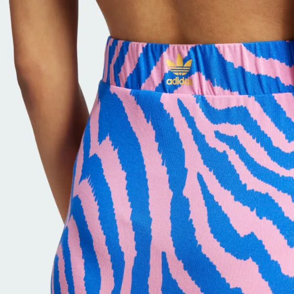 Adidas Originals x FARM RIO SS24 STRIPES MAXI SKIRT Casual Long Skirts Women's Pink-4