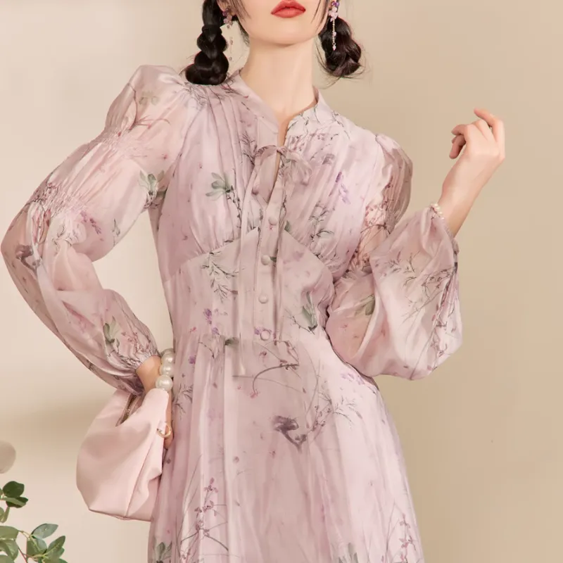 QIAOYUHUAZUN Long Sleeved Dresses Women's Purple-1