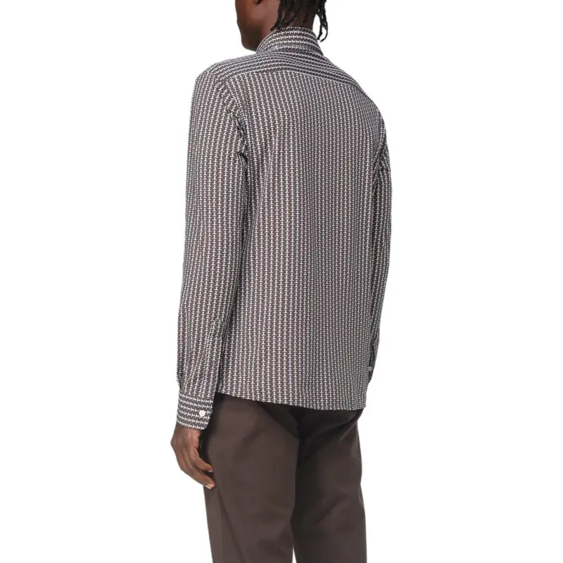 HUGO BOSS Micro Checked Pattern Buttoned Shirt-3