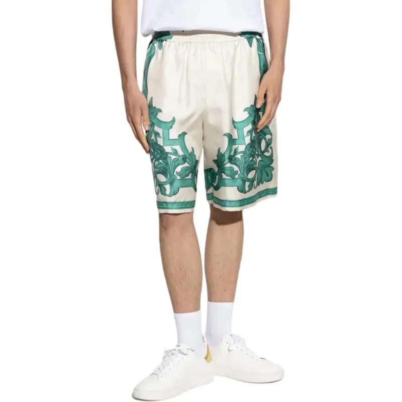 VERSACE Baroque Print Silk Shorts-2