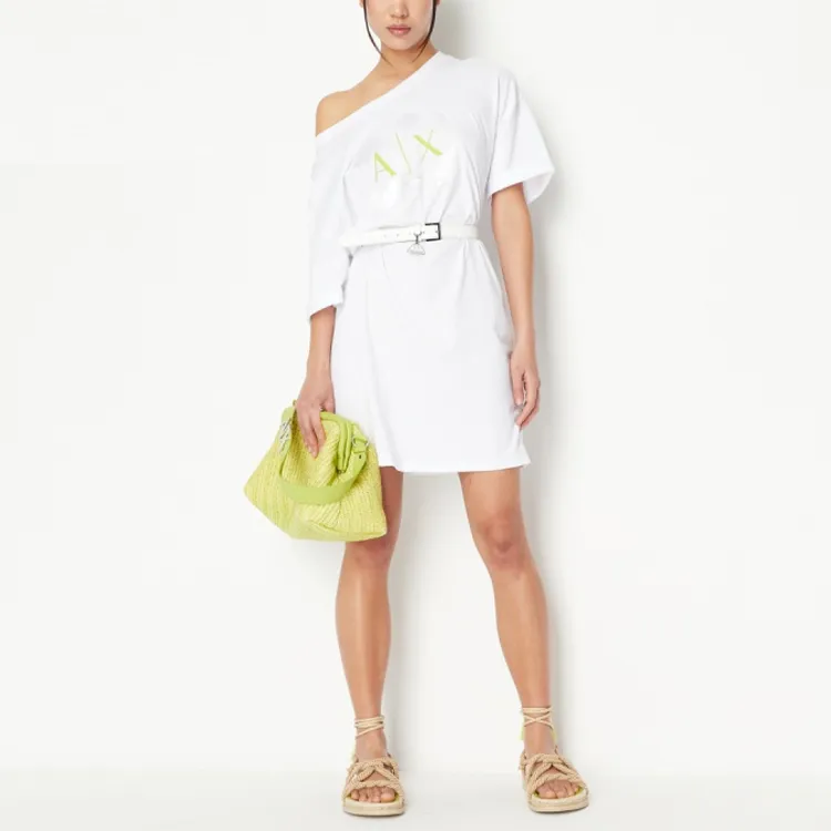ARMANI EXCHANGE Short Sleeved Dresses Women's White-4