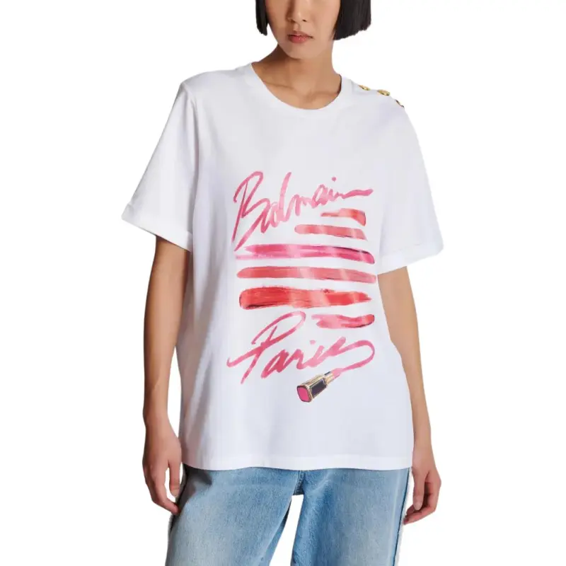 BALMAIN Lipstick print T shirt-2