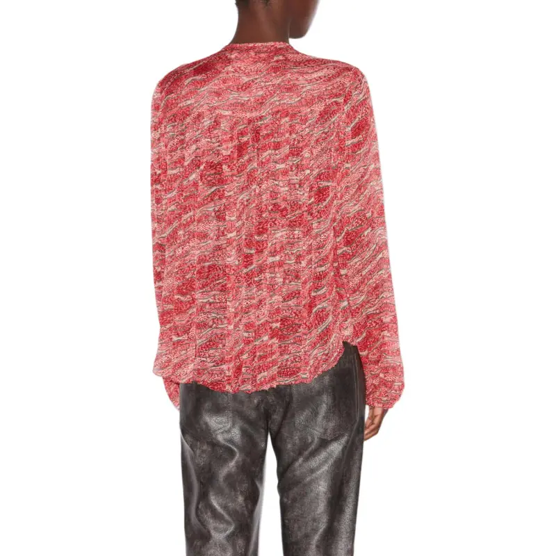 ISABEL MARANT Advika Abstract Printed V Neck Blouse-4