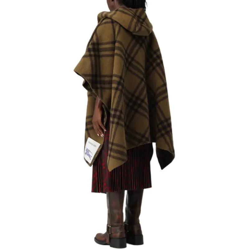 Burberry Check Pattern Hooded Cape-4