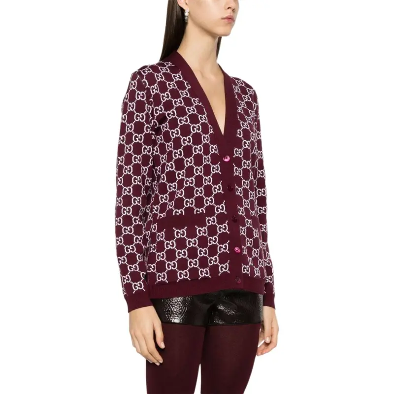GUCCI Reversible Gg Jacquard Button Up Cardigan-3