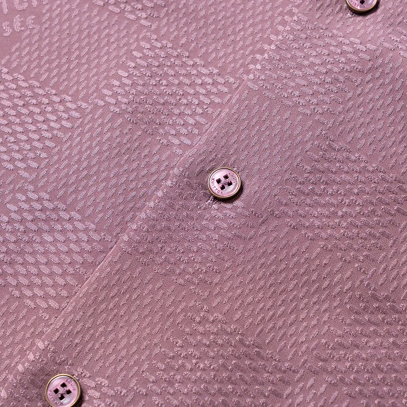 LOUIS VUITTON 1AHCGE Jacquard Damier Long Sleeved Silk Shirt-5