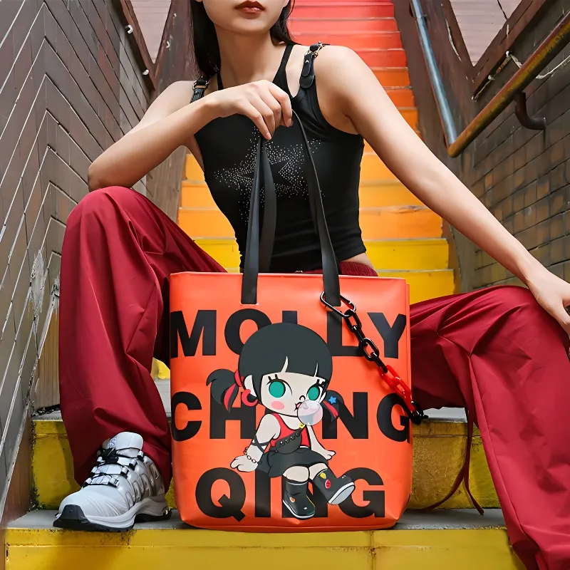 POP MART Molly Truck Tarps Shoulder Bag Regular Unisex Orange & Black-3