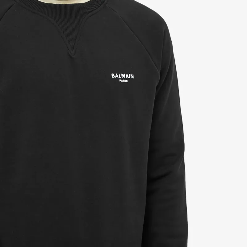 BALMAIN Logo Printed Ribbed Hem Sweatshirt-4