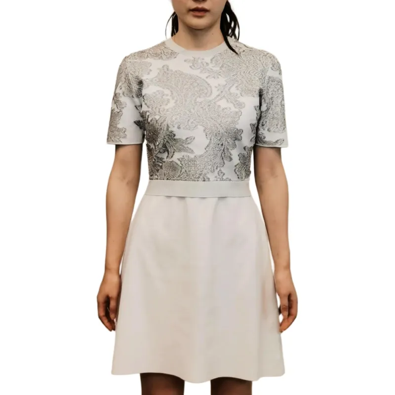LOUIS VUITTON Short Sleeved Dresses Women's Silver White-1