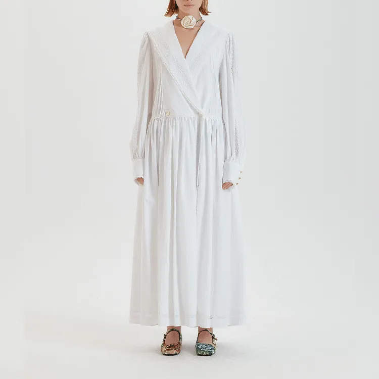 EENK Long-Sleeved Dresses Women's White-2