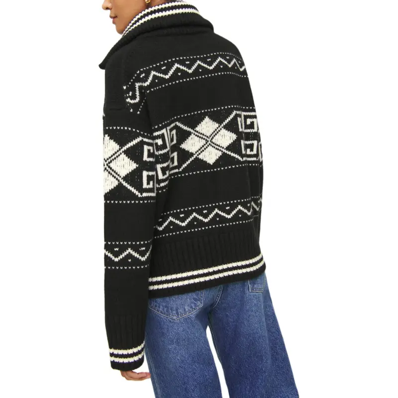 REFORMATION Mariposa Regenerative Wool Sweater Coat Sweater Women's Black-2