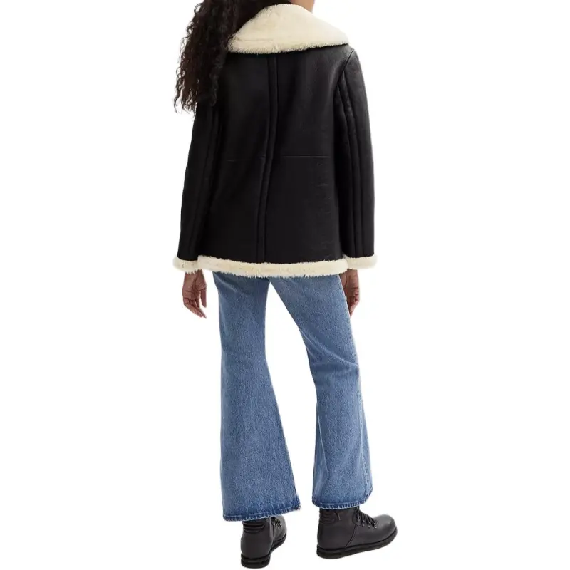 COACH FW23 Leather Jacket Women's Black-3