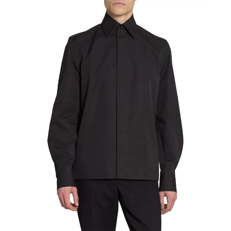 SAINT LAURENT Cassandre Buttoned Straight Hem Shirt-2