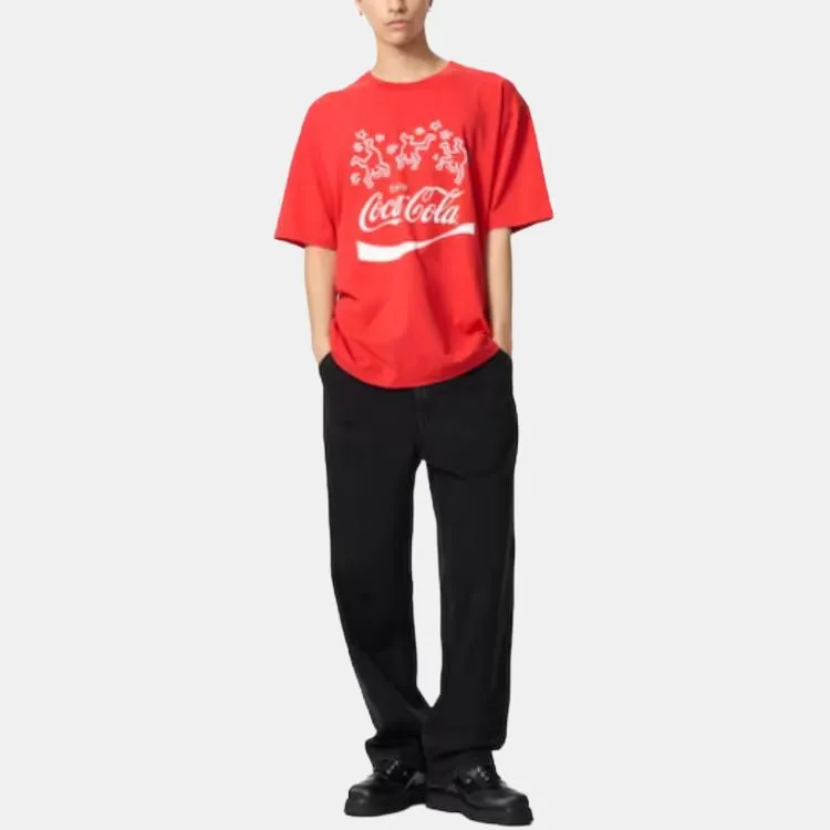Keith Haring X Coca cola X UNIQLO Keith Haring X Coca Cola Collaboration T Shirts Unisex Red-2