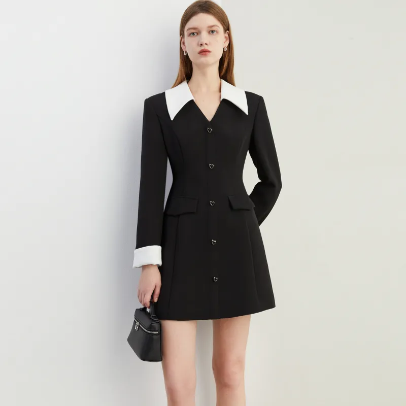 DPLAY Long Sleeved Dress Women's Black & White-2