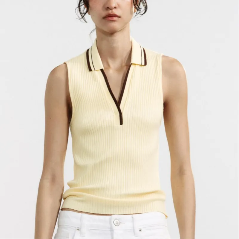 ZARA Polo Shirt Women's Light Yellow-4