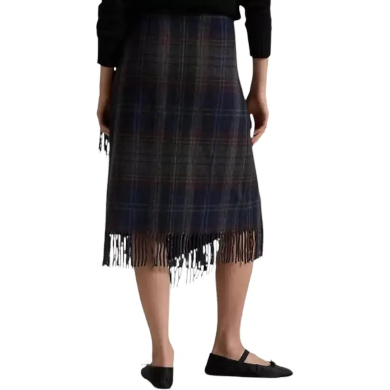 Polo Ralph Lauren Fringe Trim Plaid Wrap Skirt-4