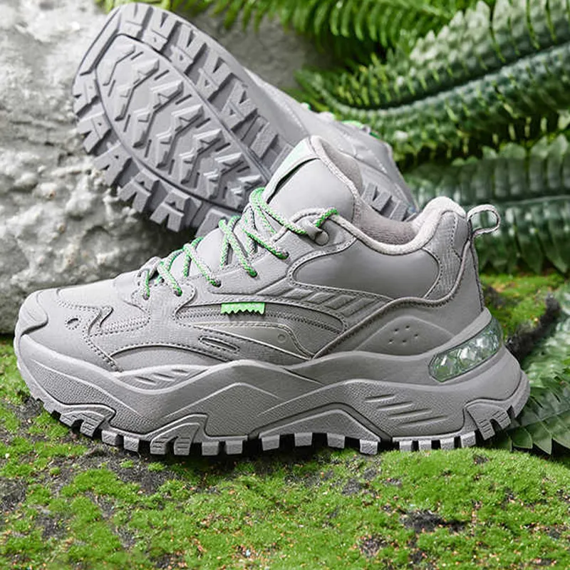 QIAODAN Cushioned Slip Resistant High Top Outdoor Shoes Women's Gray-3