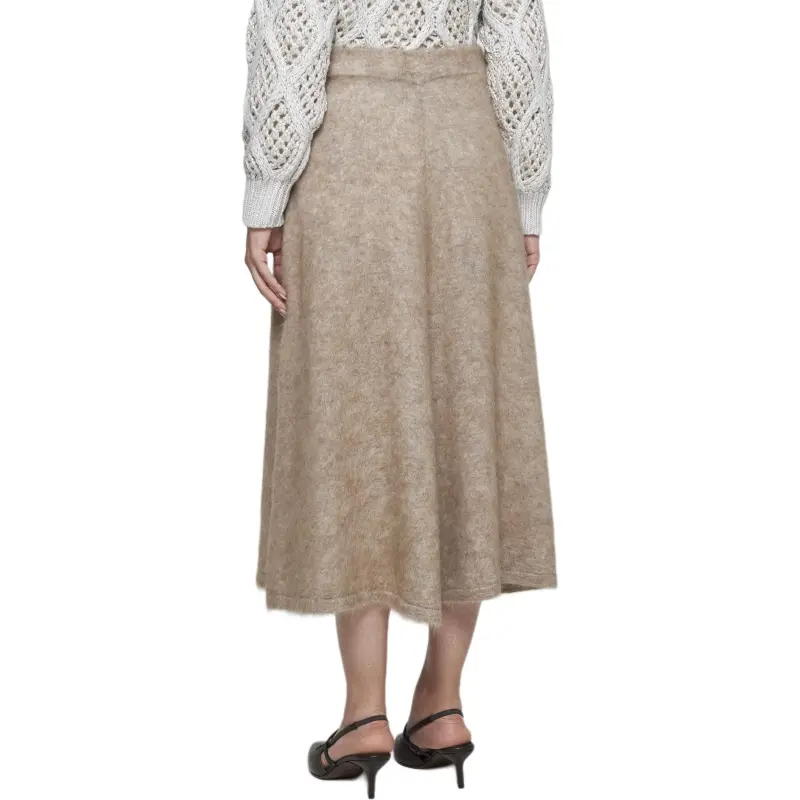 Brunello Cucinelli Elastic Waistband Flared Midi Skirt-3