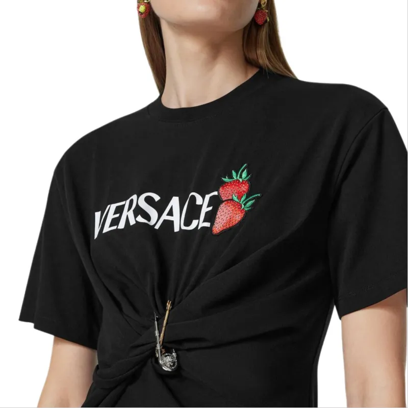 VERSACE Logo Printed Mini T Shirt Dress-4