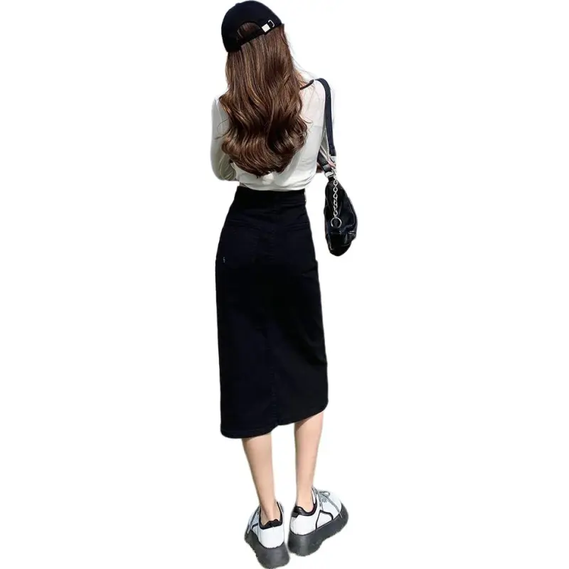 7 SEVFUN Denim Long Skirt Women's Black-1