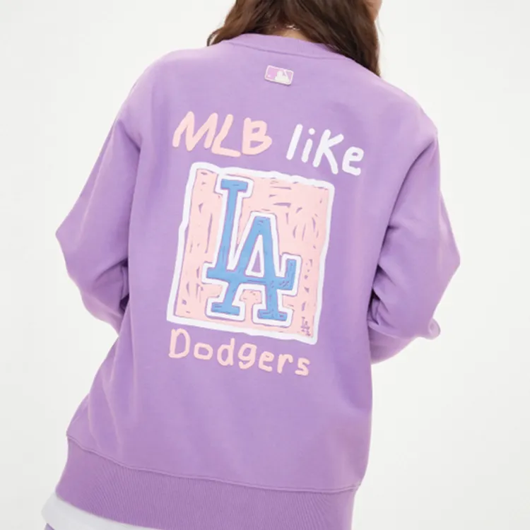MLB Los Angeles Dodgers Sweatshirt Unisex Light Purple-3