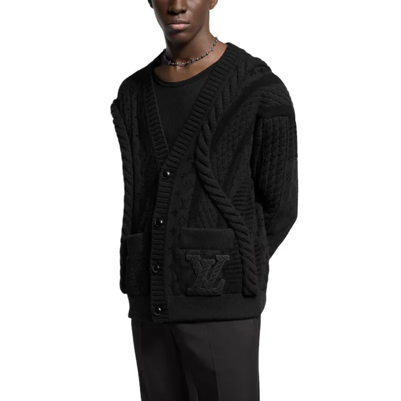 Lv Chunky Wool Blend Cable Cardigan-1