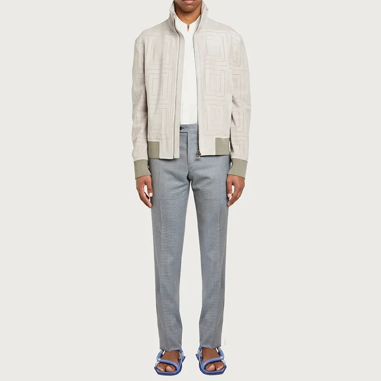 Ferragamo Leather Jackets Men Light Gray-2