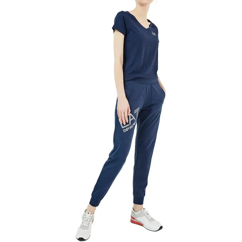 EMPORIO ARMANI EA7 FW22 Knitted Sports Pants Women's Blue-3