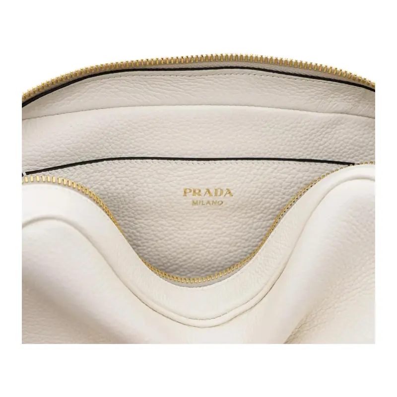 PRADA Leather Camera Bags Crossbody Bag Shoulder Bag Small Size Women's White-5