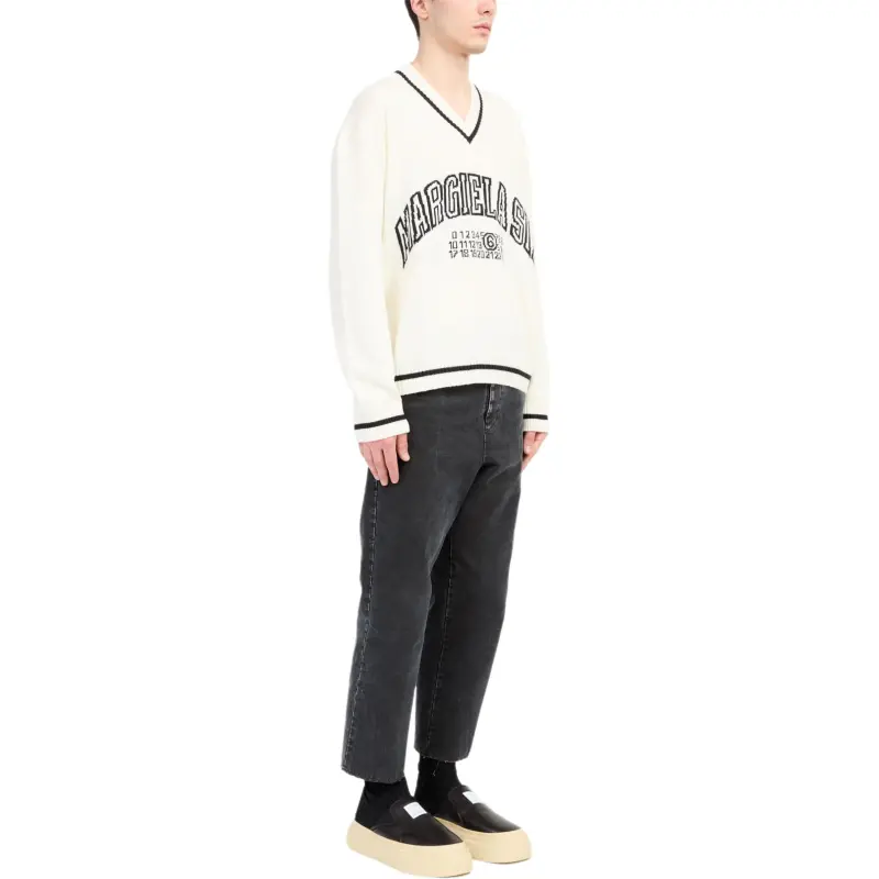 MM6 Maison Margiela Numbers Motif V Neck Jumper-1