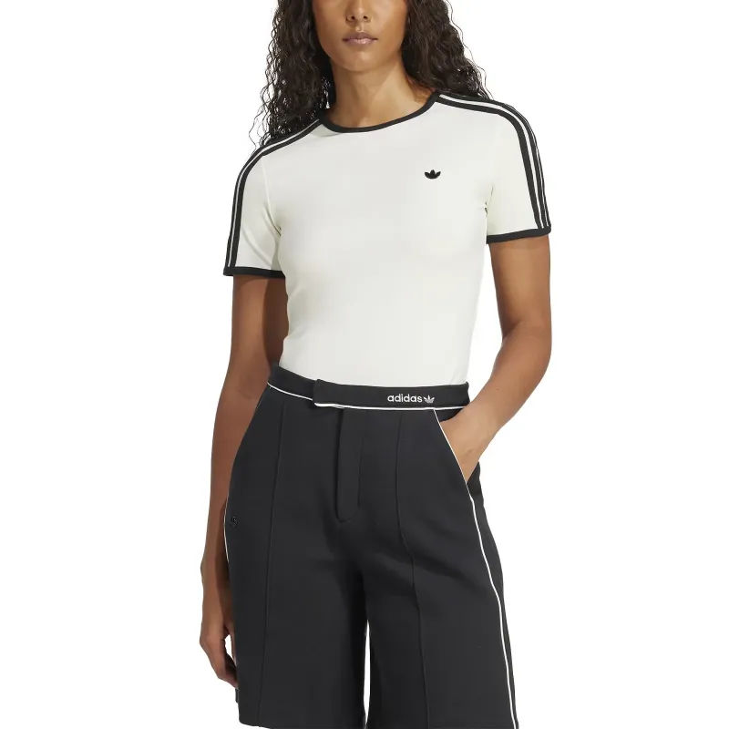Adidas Originals Women's Premium 3 Stripes Cali T Shirt Off White-1