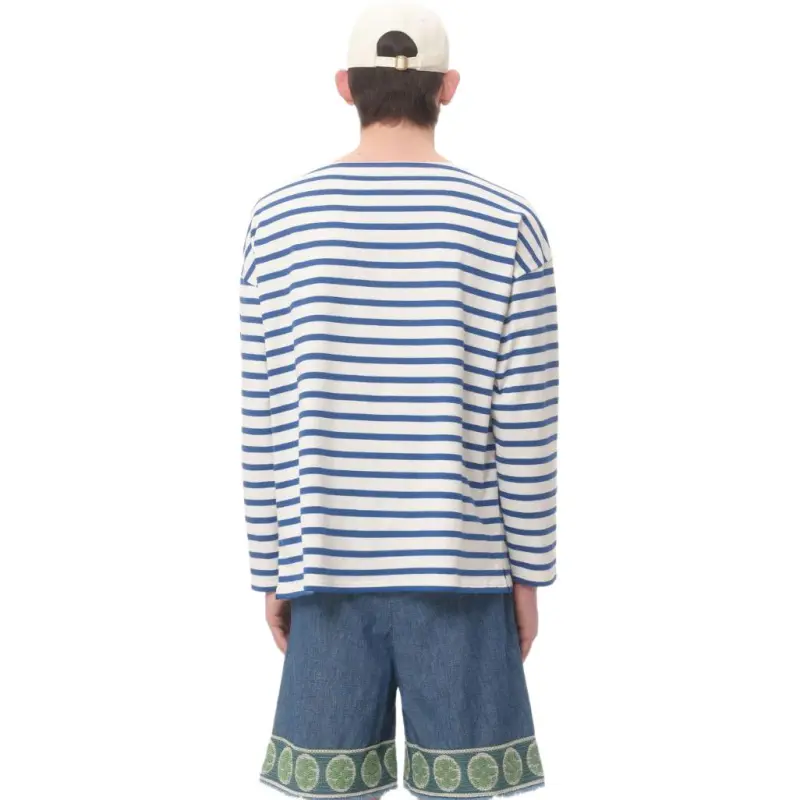 Valentino Striped Logo Printed Crewneck T Shirt-2