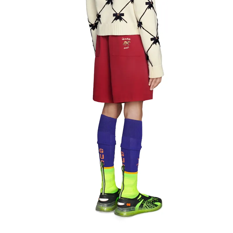 GUCCI Ciel De Nuit Animal Taped Cotton Shorts-2