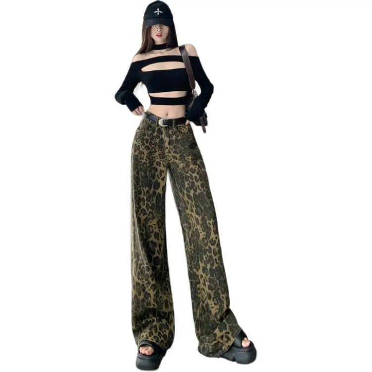 IJRJ Jeans Unisex Leopard Print-3