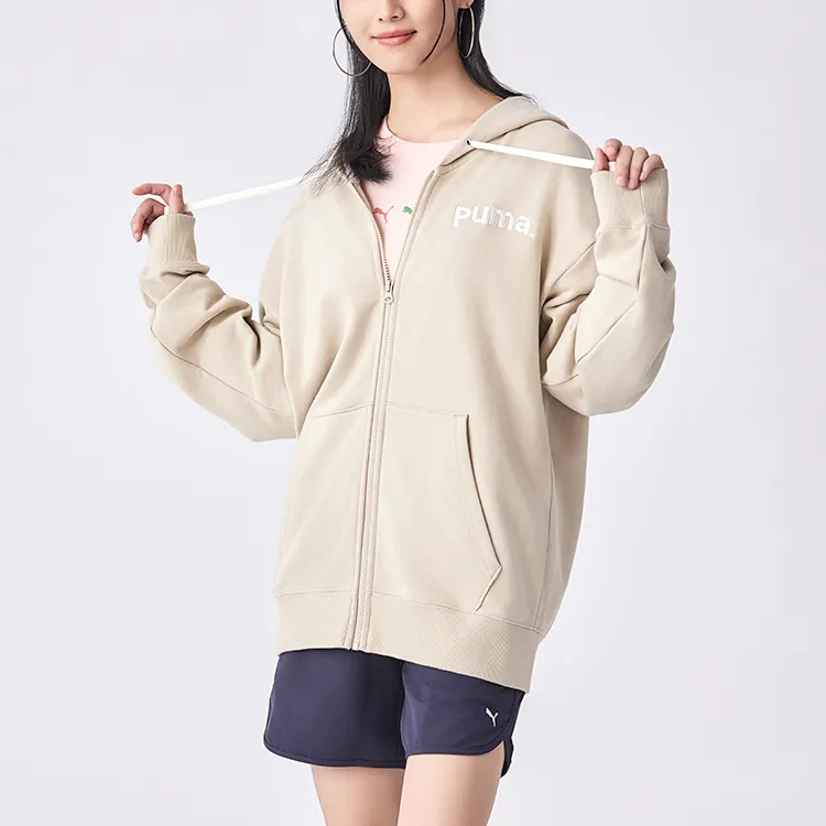 PUMA Sports Life Collection TEAM FZ HOODIE TR Sweatshirt Unisex Ecru-1