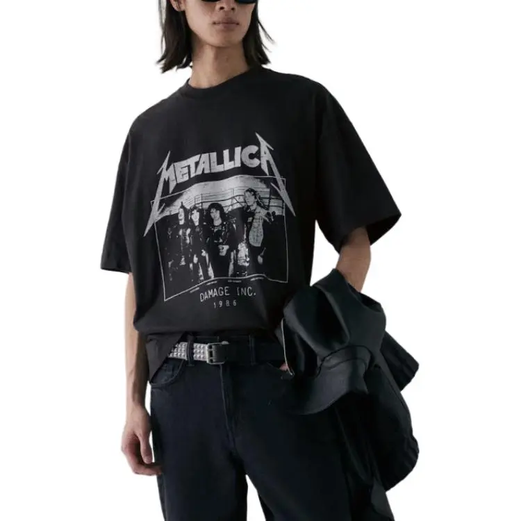 H&M T Shirts Men Black-1