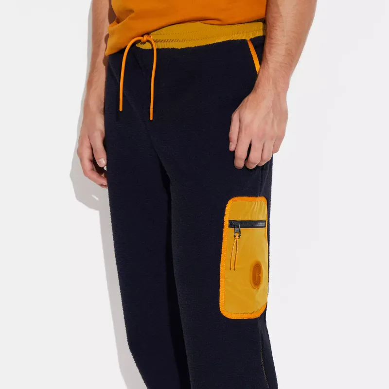 COACH FW22 Knitted Sports Pants Men's Navy Blue-3