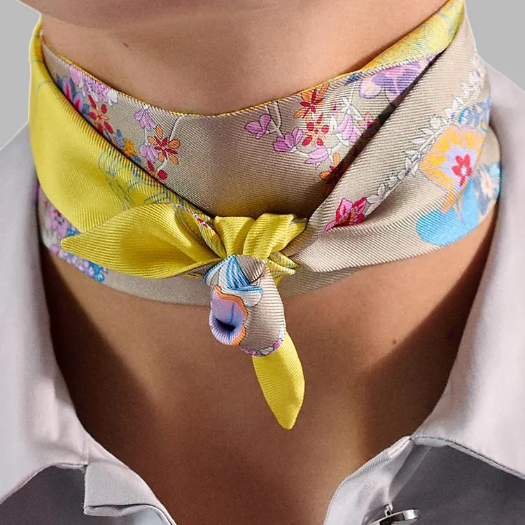HERMES Silk Silk Scarves Unisex Yellow-2